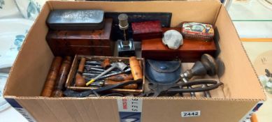 A good lot of wooden boxes & tools etc.
