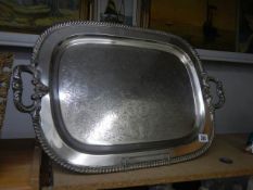 A large heavy late Victorian silver plate tray.