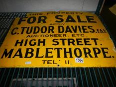 An old enamel Auction of property sign, Mablethorpe COLLECT ONLY.