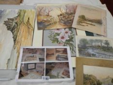 A portfolio of assorted water colours. COLLECT ONLY.