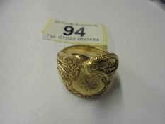A 9ct gold 'saddle' ring, size Z, 16.7 grams.