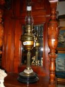 A Victorian brass oil lamp, COLLECT ONLY.