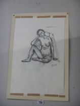 A unframed signed nude study.