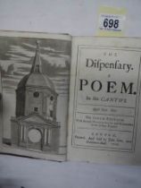 An early 18th century book entitled 'The Dispensary of a Poem in 6 Contra's' Published 1706.