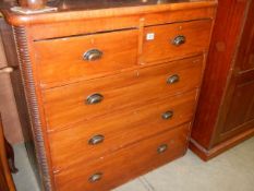 A mahogany two over three chest of drawers. COLLECT ONLY.