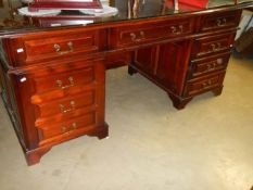 A good solid mahogany glass topped office desk, COLLECT ONLY.