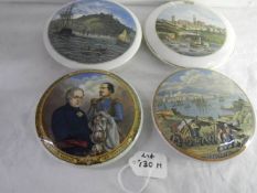 Four large pot lids including 'The Allied Generals'.