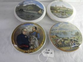 Four large pot lids including 'The Allied Generals'.