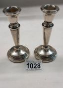 Pair of Birmingham silver 1978 candlesticks by Sanders and Mackenzie height 11cm