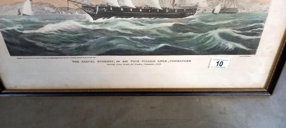 A framed and glazed print 'The Samuel Enderby leaving Cowes for London' COLLECT ONLY - Image 2 of 2