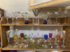 A good collection of vintage cocktail glasses and other glasses