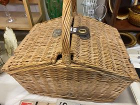 A wicker picnic basket and contents COLLECT ONLY