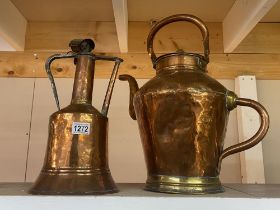19/20c brass and copper hot water jug and 1 other COLLECT ONLY