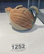 A Japanese quail stoneware teapot and lid with bee finial from the Meiji period - Lid A/F