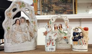 4 Victorian Staffordshire flat back figurines