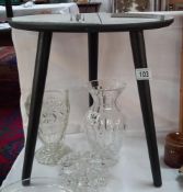 A mirrored glass topped side table on 3 legs COLLECT ONLY