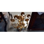 A pair of large brass triple arm wall lights COLLECT ONLY