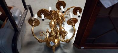 A pair of large brass triple arm wall lights COLLECT ONLY