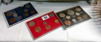 3 presentation coin sets, 1965, 1967 and 1958