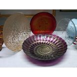 4 coloured art glass dishes