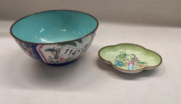 Two 19th century Chinese enamel on copper bowls