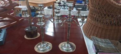A pair of four branch silver plate candelabra COLLECT ONLY