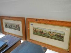 A pair of early framed and glazed engravings of hunting scenes, COLLECT ONLY.