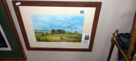 A framed and glazed rural scene with pheasant, COLLECT ONLY