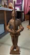 A metal suit of armour fireside companion set, (no utensils) COLLECT ONLY