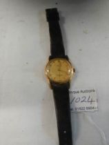 A Vulcan watch Co., Geneve 18ct gold cover gents watch from staff of Royal Bank of Canada Montevideo