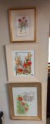 Two framed and glazed poppy tapestry & one framed & glazed print, COLLECT ONLY