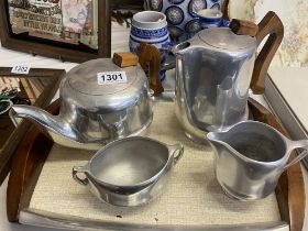 A Picquot ware teaset on tray