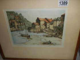 A framed and glazed Polperro Cornwall scene. COLLECT ONLY.