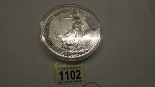 A 10 0z .999 silver 2021 Britannia coin.