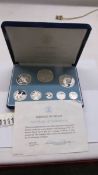A cased proof set of solid silver 1977 Belize coins with certificate.