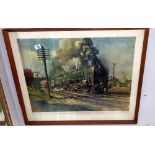 A large framed and glazed steam train print 'Evening Star, The end of an era' COLLECT ONLY