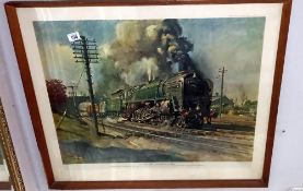 A large framed and glazed steam train print 'Evening Star, The end of an era' COLLECT ONLY
