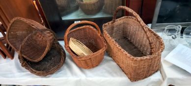 A quantity of vintage wicker baskets etc COLLECT ONLY