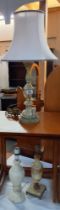 2 polished stone table lamps and 1 other