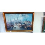 A gilt framed Lincoln Brayford scene. COLLECT ONLY