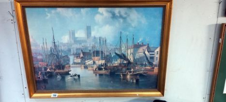 A gilt framed Lincoln Brayford scene. COLLECT ONLY