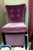 A lilac Draylon bedroom chair with matching stool COLLECT ONLY