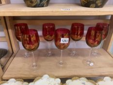 6 cranberry wine glasses