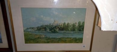A framed and glazed Thames boat race scene at Windsor Castle COLLECT ONLY
