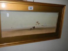 A framed and glazed Egyptian watercolour signed J F Canham 1912, COLLECT ONLY.