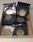 3 x £5 coins Queens 70th birthday and 3 x £5 coins Edward and Sophies marriage