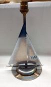 An art deco chrome plated table lamp of a sailing boat