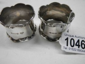 Two good quality silver napkin rings,