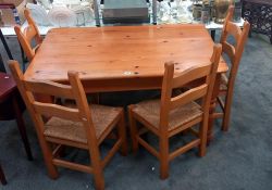 A vintage solid pine kitchen table and 4 chairs COLLECT ONLY