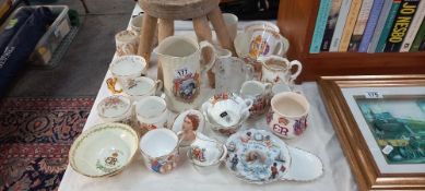 A good selection of Royal commemorative ware, Victorian onwards including cups, jugs and bowls etc